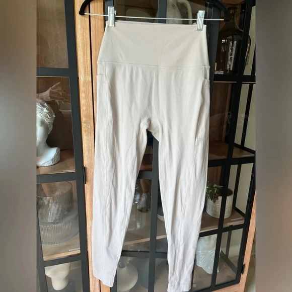 SET ACTIVE sportbody leggings high waisted bone pockets cream beige oat milk - Picture 2 of 8